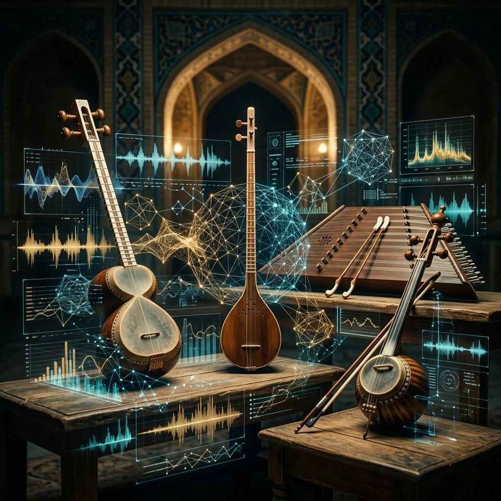 persian-music-ai-stress-test Visual metaphor for Persian music testing the limits of artificial intelligence systems